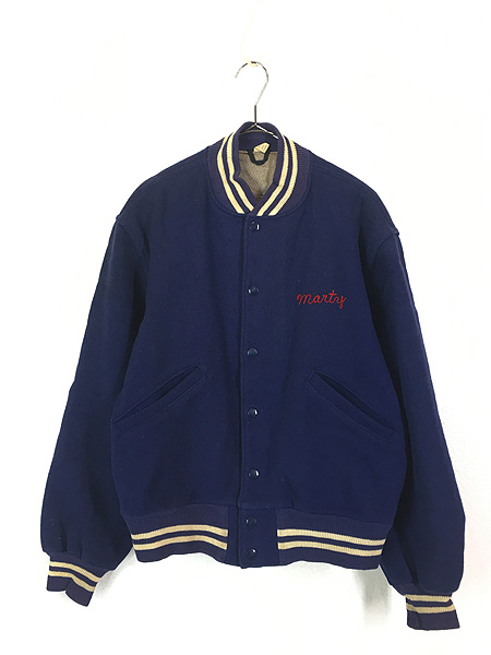 古着 60s BUTWIN 豪華 チェーン ステッチ メルトン ウール スタジアム