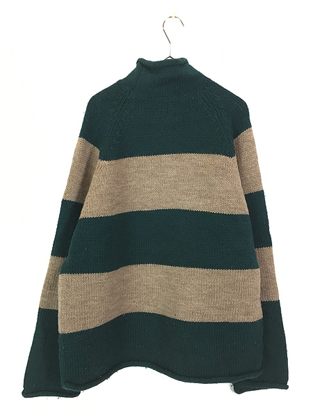 古着 90s J Crew 太ピッチ ワイド ボーダー ロールネック ローゲージ