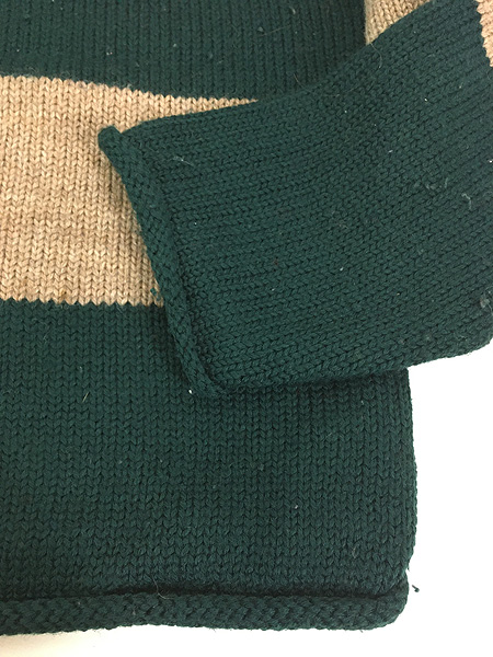 古着 90s J Crew 太ピッチ ワイド ボーダー ロールネック ローゲージ