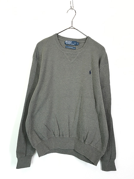 古着 Polo Ralph Lauren ワンポイント 前V ハイゲージ コットン ニット