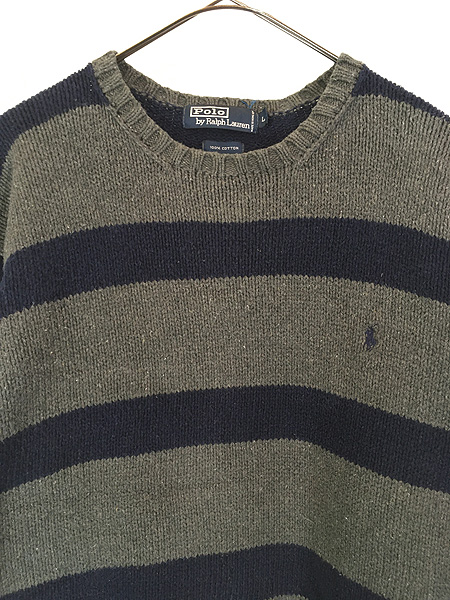 最終売り尽し】古着 90s Polo Ralph Lauren グレー×紺 ワイド ボーダー