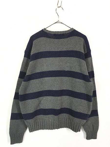 最終売り尽し】古着 90s Polo Ralph Lauren グレー×紺 ワイド ボーダー