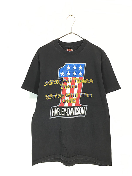 古着 90s USA製 HARLEY DAVIDSON 「No1」 ロゴ Tシャツ M 古着【10off