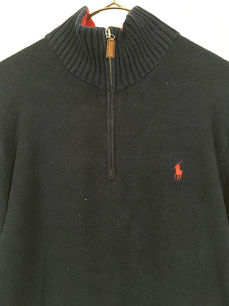 古着 Polo Ralph Lauren ワンポイント アーム ライン ハーフジップ
