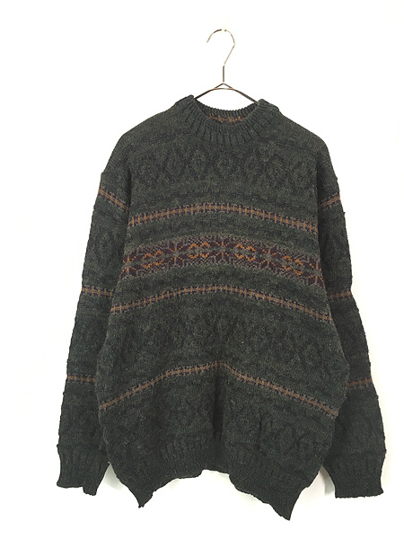 古着 80s 英国製 St.Michael フェアアイル ボーダー アルパカ ウール