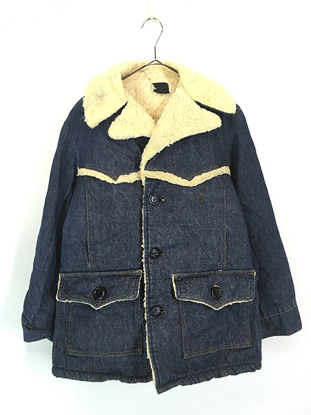古着 70s Sears ROEBUCKS 濃紺 100%コットン デニム ボア ランチ