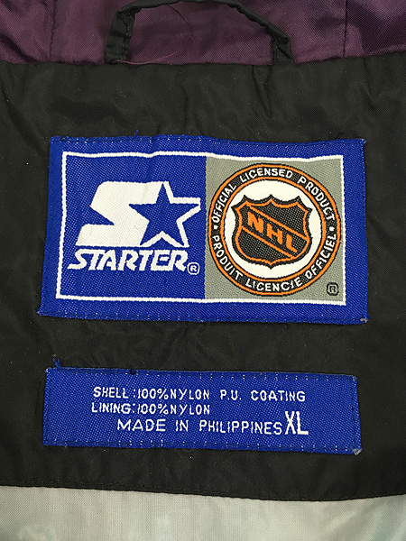 古着 90s STARTER NHL Mighty Ducks ダックス ハーフジップ ナイロン