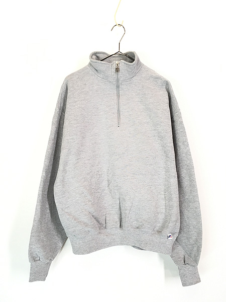 古着 90s Russell 無地 ソリッド セットイン ハーフジップ プル
