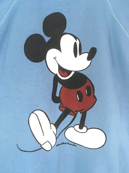 古着 80s Disney ミッキー 白足 スウェット トレーナー ブルー XL 古着