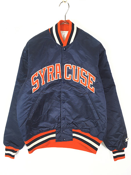 古着 90s USA製 STARTER SYRACUSE 光沢 サテン カレッジ スタジャン
