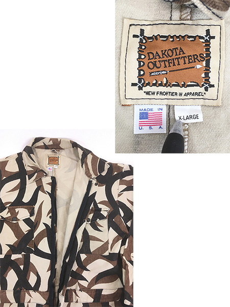 古着 90s USA製 Dakota Outfitters トライバル カモ 迷彩 コットン