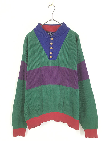 古着 90s France製 SAINT JAMES リブ編み ヘビー ウール ニット ハーフ