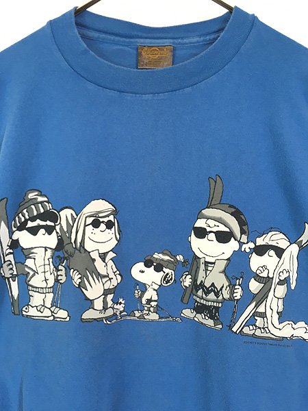 古着 90s USA製 Snoopy スヌーピー マルチ キャラクター スキー T