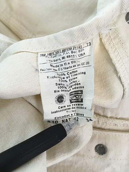 古着 00s USA製 Carhartt 山ポケ ホワイト デニム ワーク