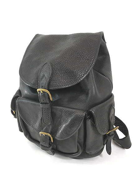 雑貨 古着 80-90s USA製 本革 オール レザー リュックサック バッグ 黒