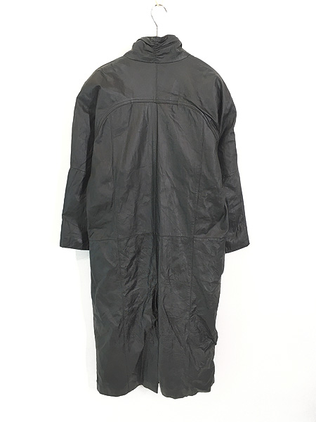 レディース 古着 90s PELLE 本革 レザー スタンドカラー ロング コート