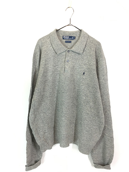 古着 Polo Ralph Lauren ワンポイント 襟付き 上質 ラムウール ニット