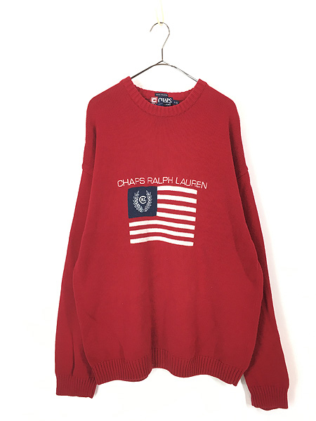 古着 90s CHAPS Ralph Lauren 星条旗 フラッグ 刺しゅう コットン