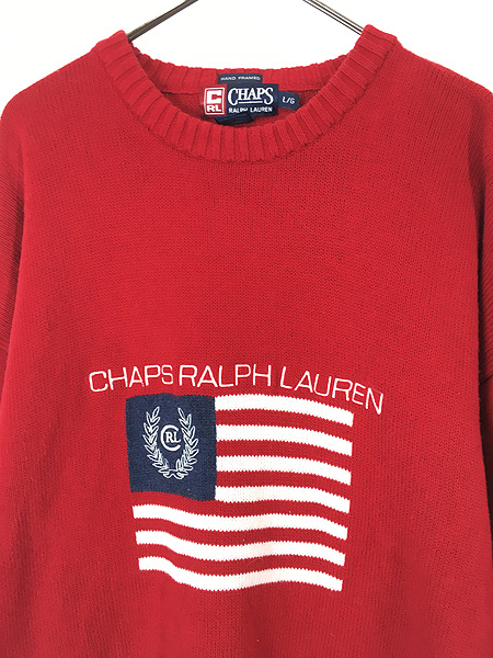 古着 90s CHAPS Ralph Lauren 星条旗 フラッグ 刺しゅう コットン