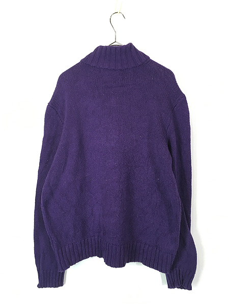 古着 Polo Ralph Lauren ワンポイント ハーフジップ コットン ニット