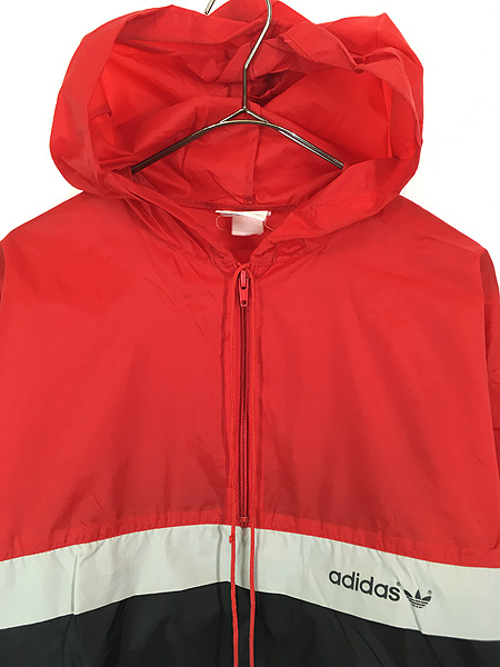 古着 80s adidas 赤×黒×グレー 3カラー ハーフジップ プルオーバー