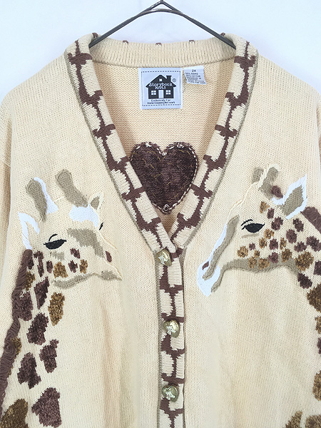 レディース 古着 90s Storybook knits きりん アニマル ビーズ