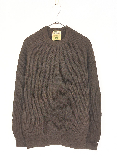 古着 80s 英国製 LL Bean 畦編み ローゲージ ヘビー ピュアウール