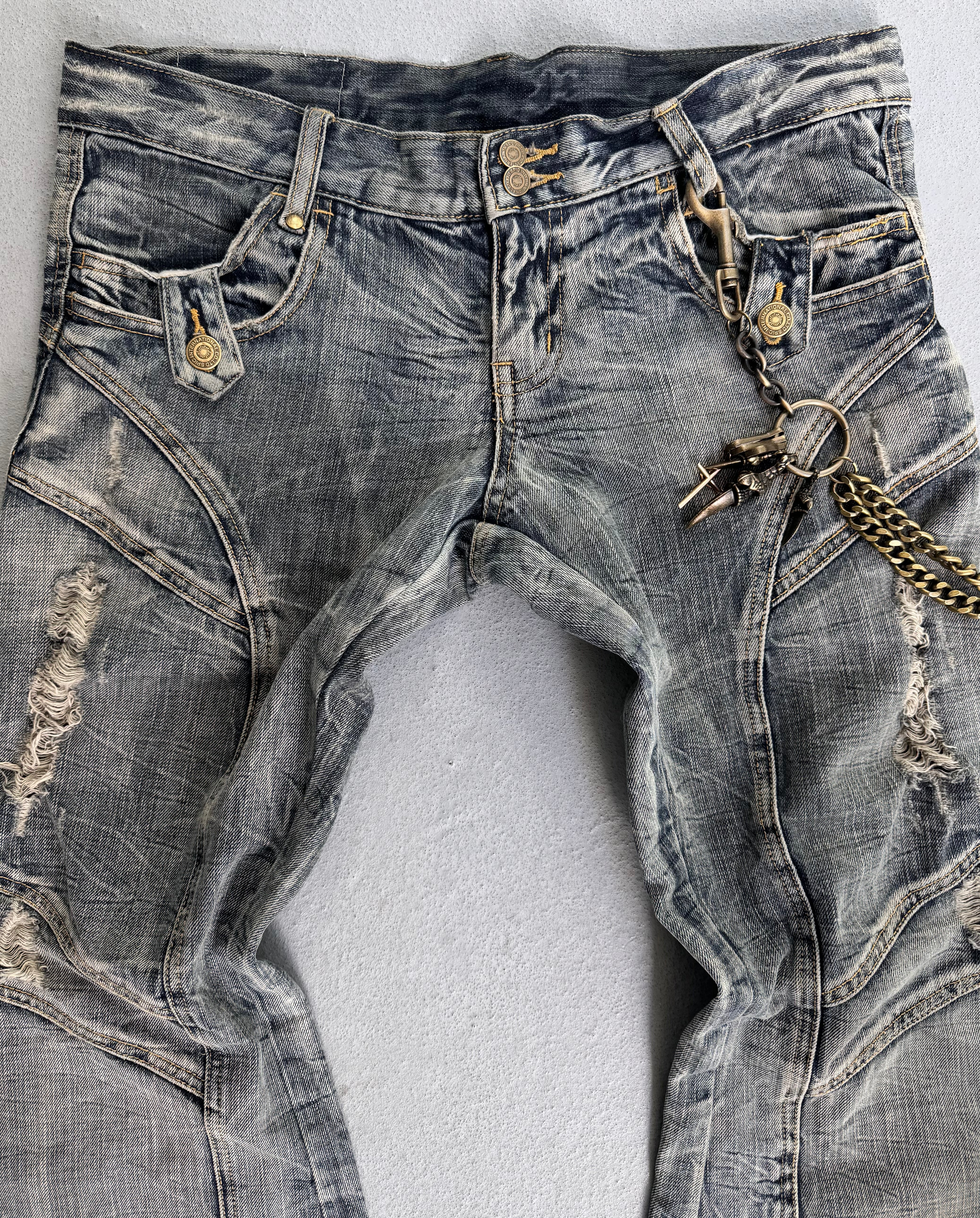 Tornado Mart Early 00s Faded Blue Distressed Flare Bootcut Denim