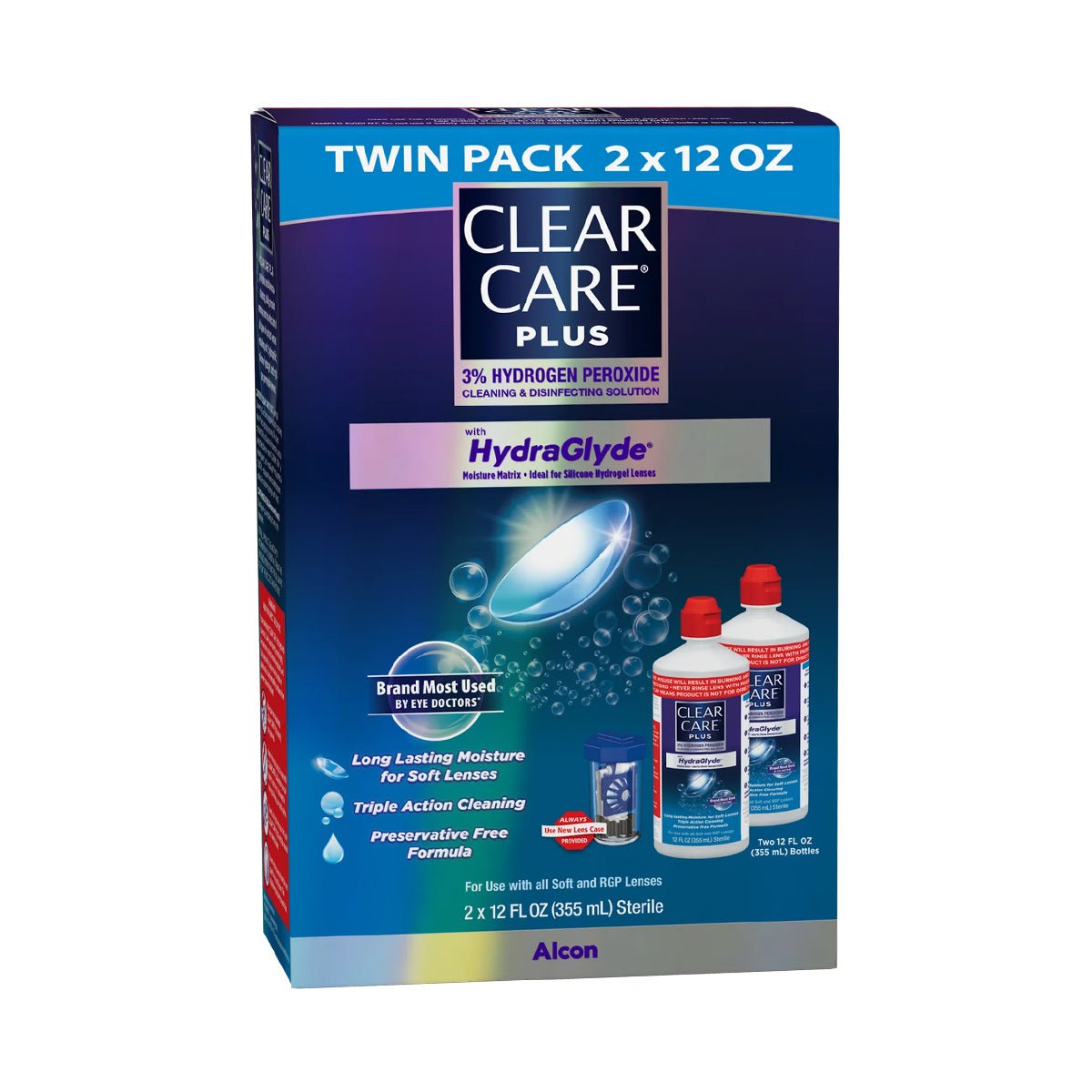 Clear Care Plus Cleaning Solution Twin Pack - 12 Oz x 2 – Dryeye