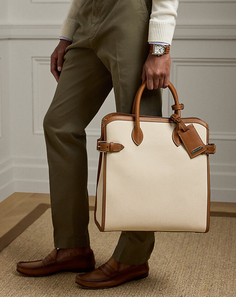 Bedford カーフスキントリム キャンバス トート | ラルフ ローレン公式