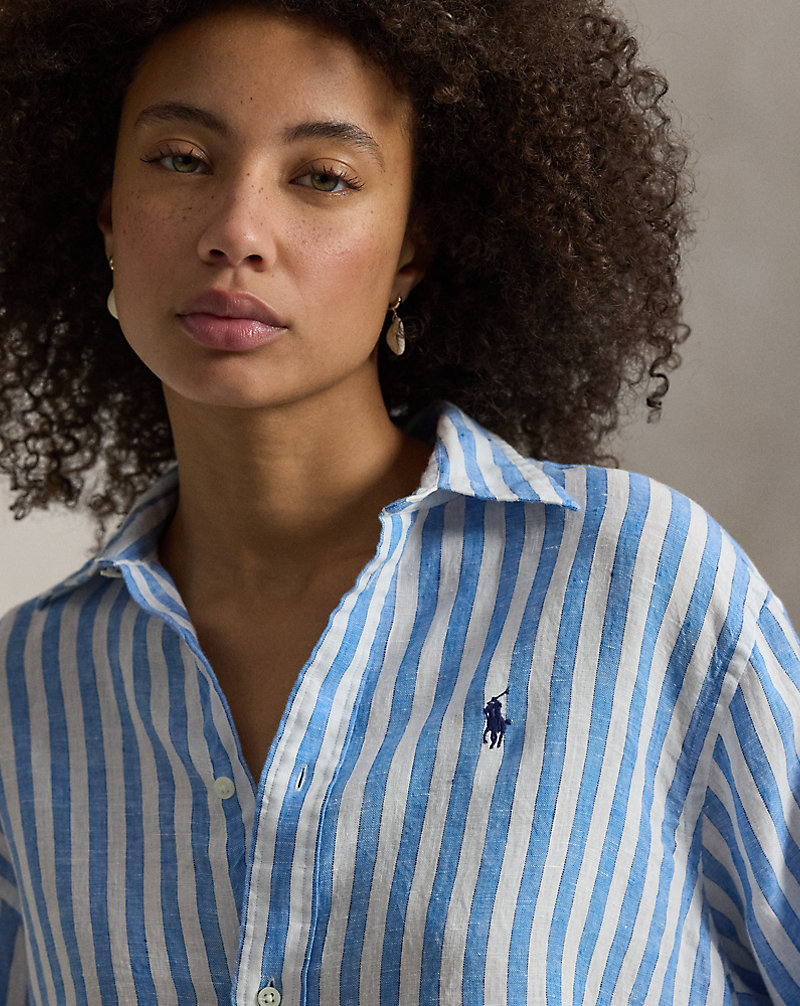 ワイド クロップド ギンガム リネン シャツ | ラルフ ローレン公式