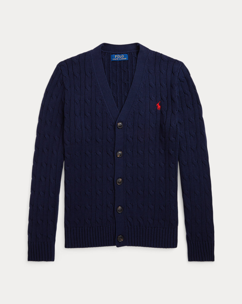 Cable-Knit Cotton V-Neck Cardigan | Ralph Lauren