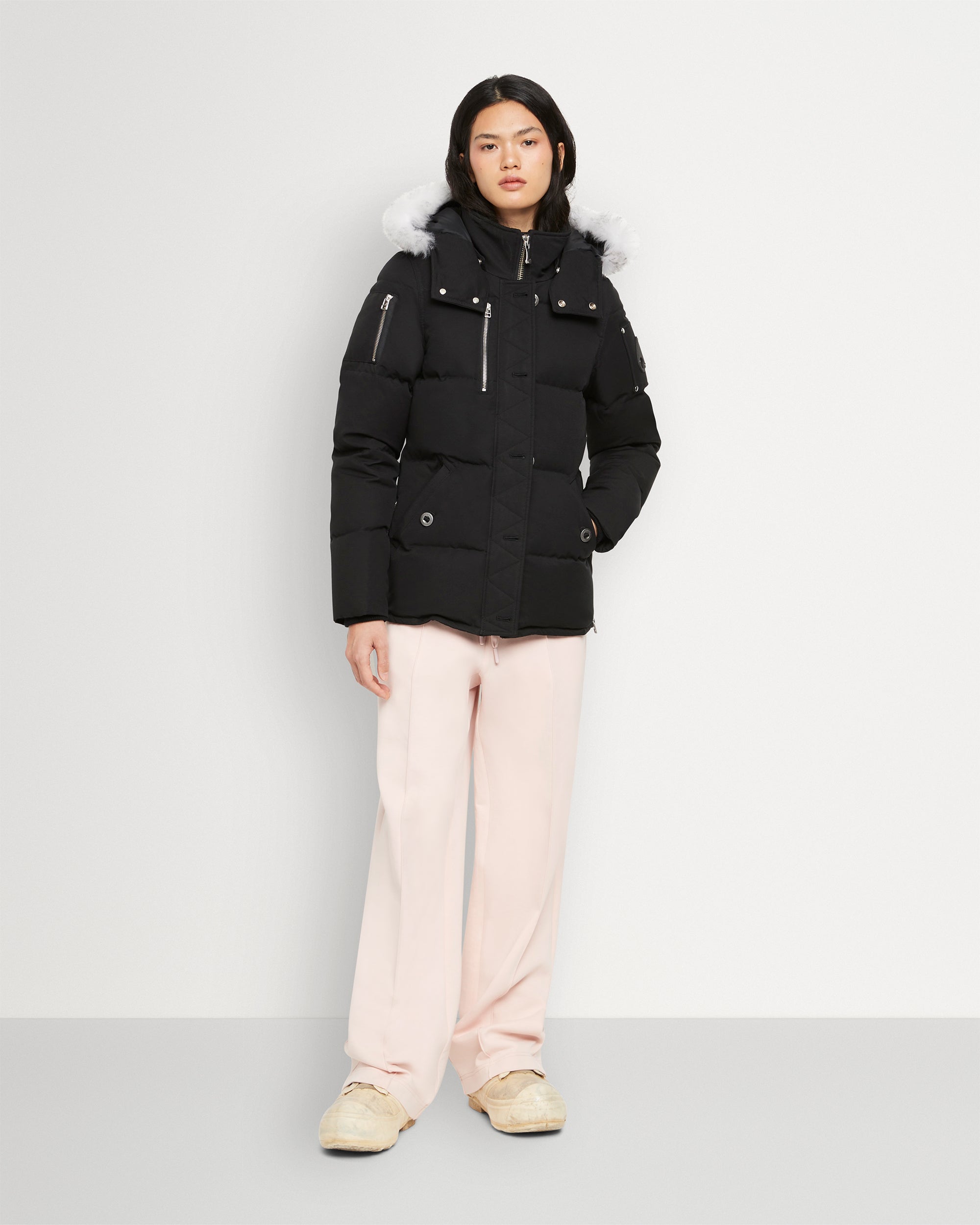 Moose Knuckles Womens Down Jacket 3Q Shearling - Black/Natutal