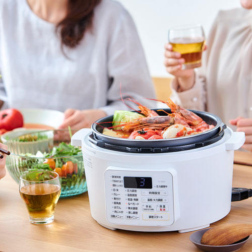 よろずやマルシェ本店 | アイリスオーヤマ 電気圧力鍋 4.0L ホワイト