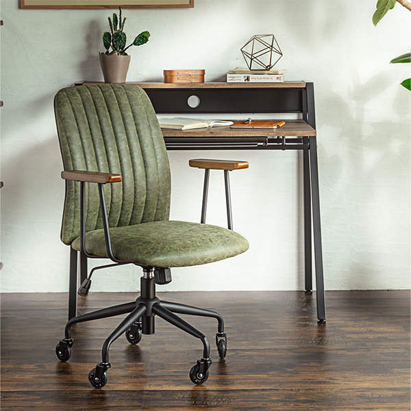 マリリン】木製デスクと緑色の椅子セット マリリン様専用】木製デスク