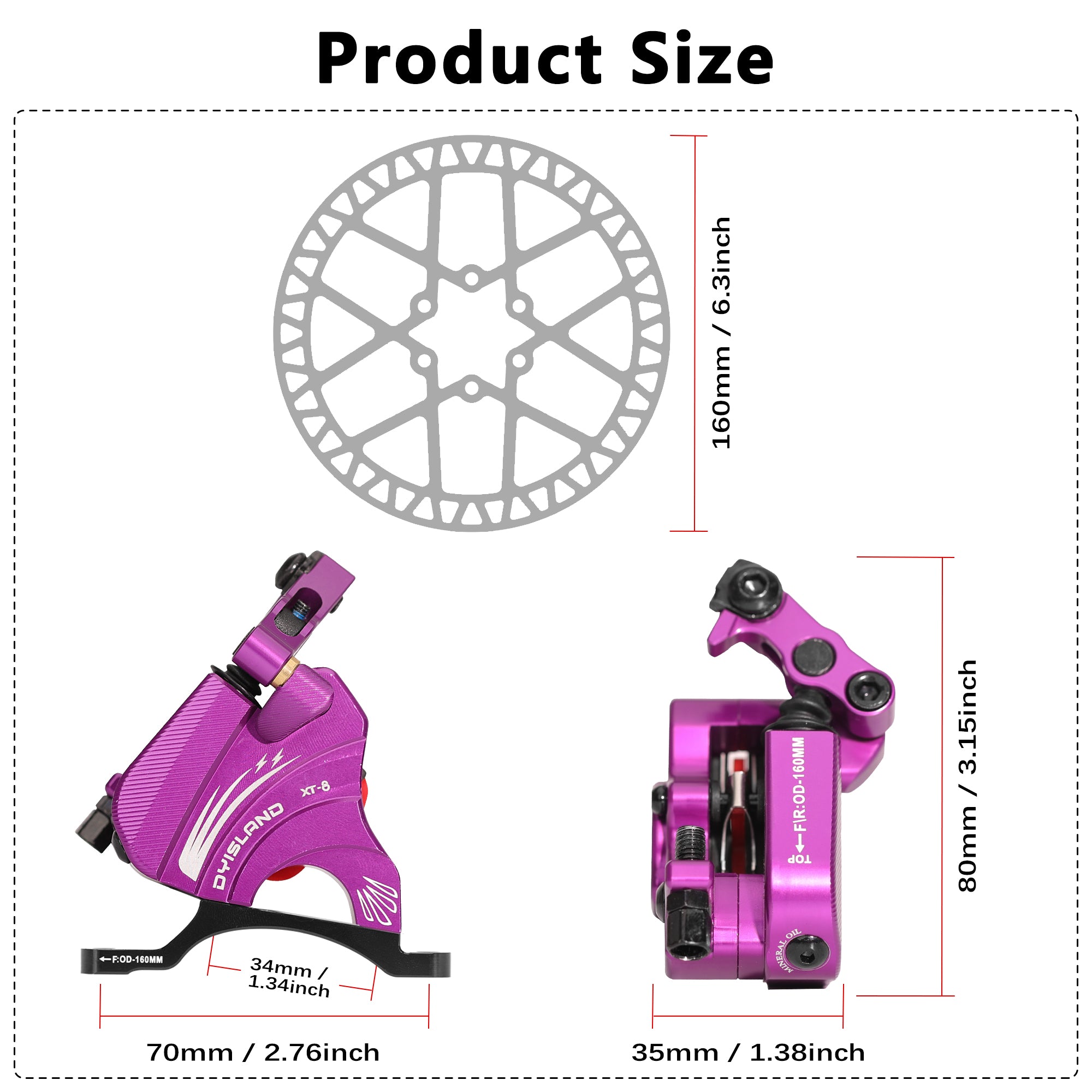 DYISLAND XT-8 Cable Actuated Road Bicycle Hydraulic Disc Brakes