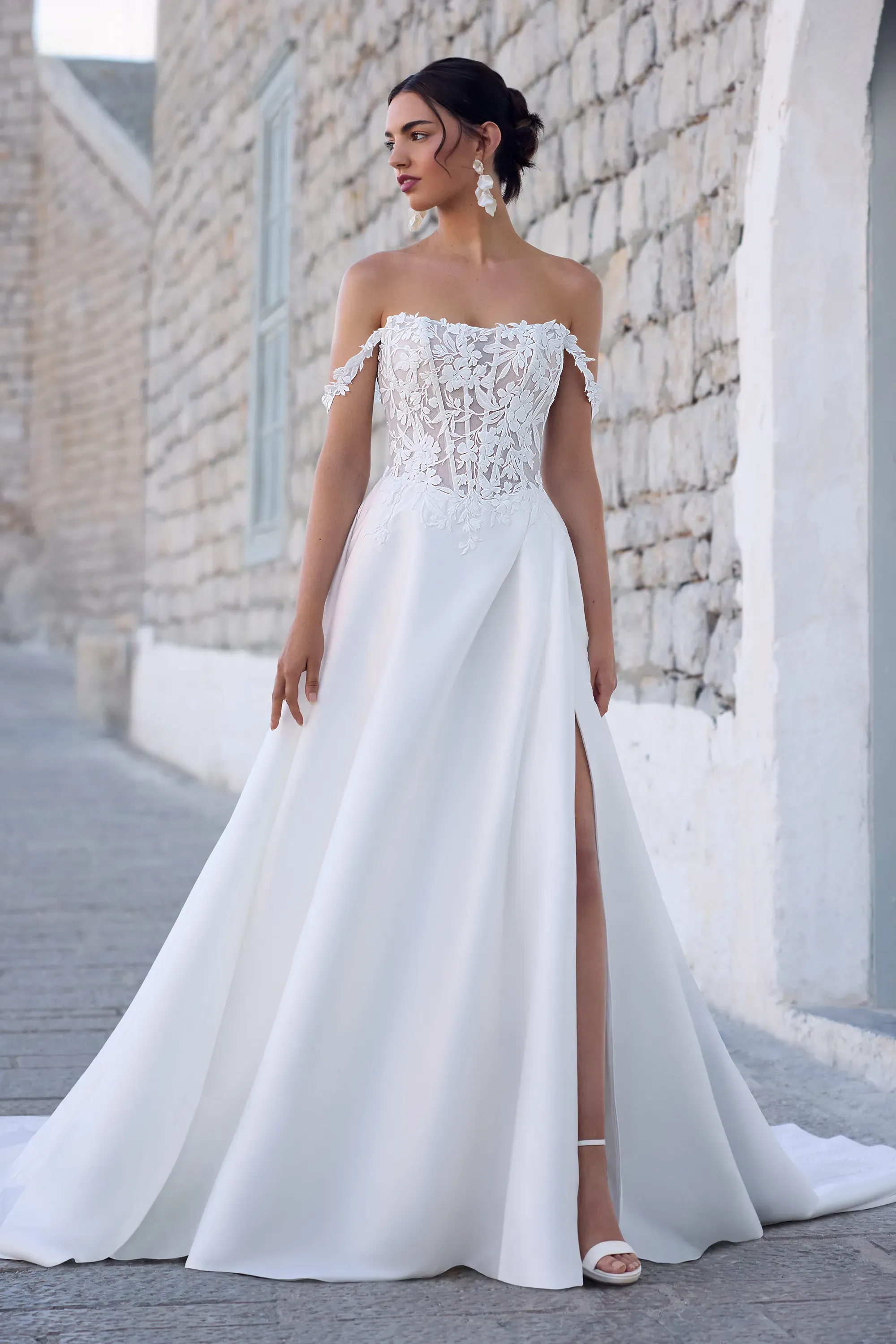 Off-Shoulder Wedding Gown with Skirt Slit | Sophia Tolli Joey Y3184