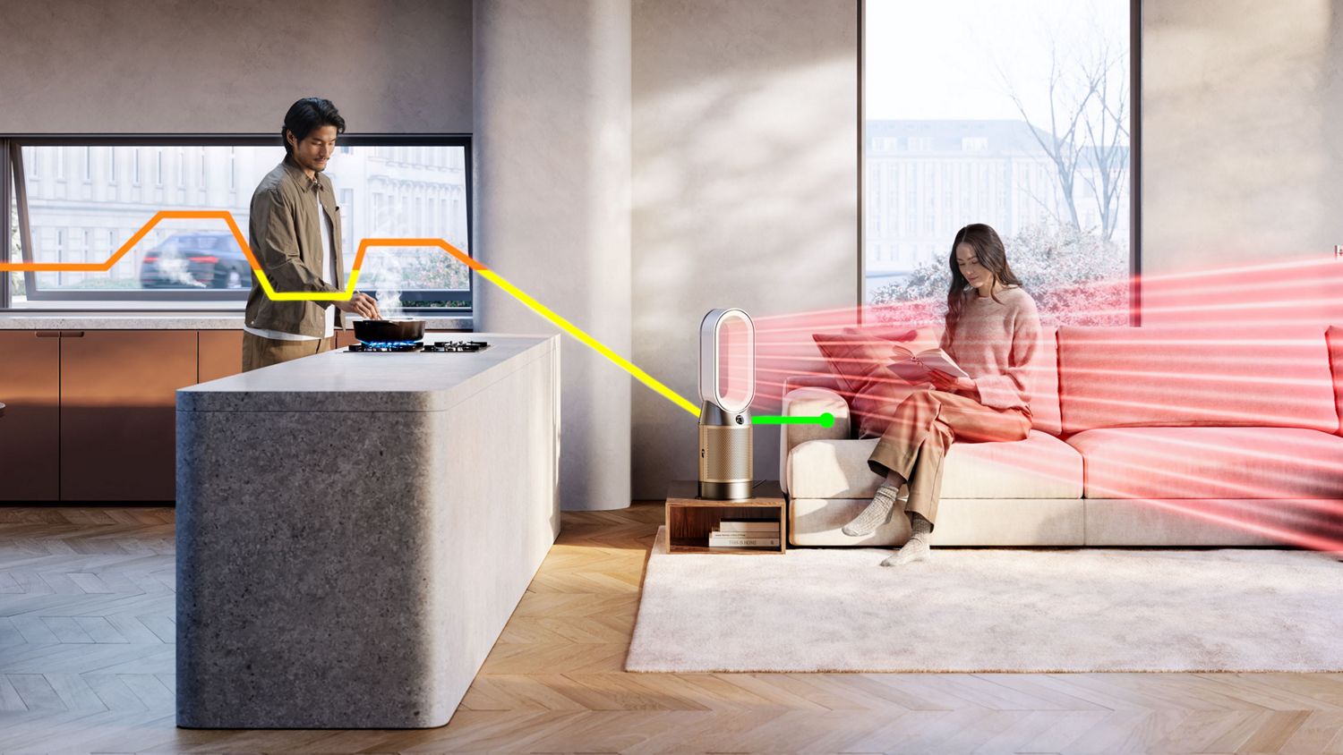 Purifier Hot+ Cool HP2 De-NOx​ (White/Gold) | Dyson