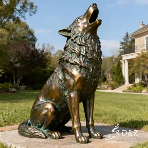 Large Bronze Howling Wolf Statue Outdoor Garden DZ-183 - D&Z Sculpture