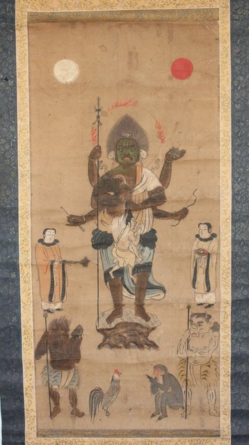 仏画 青面金剛像 掛軸 Z198｜骨董店 のびる 古美術 骨董 和風建具 蔵戸