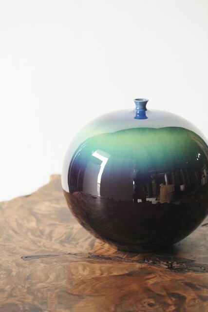 人間国宝 三代徳田正彦/八十吉 九谷彩釉壺 共箱 P348｜骨董店 のびる