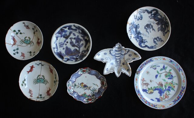 古染付 南京赤絵 呉須赤絵 古九谷 初期伊万里 皿7枚 P557｜骨董店