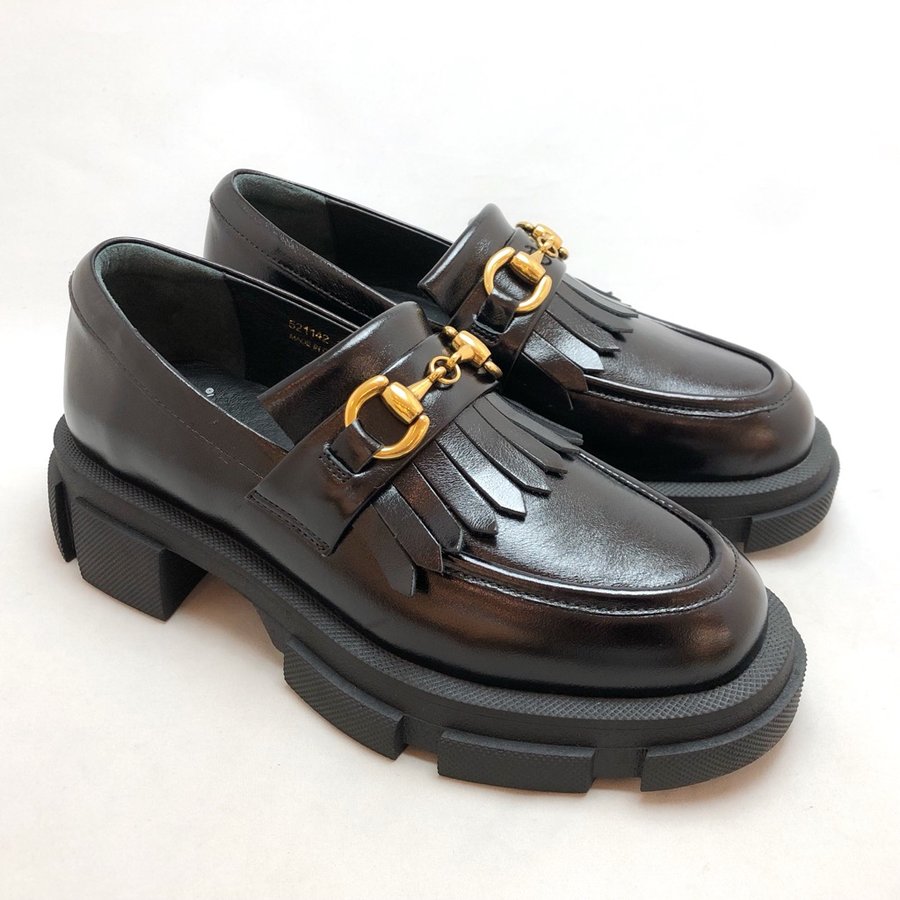 送料無料】MANA マナ ローファー キルト ビット シューズ 厚底 本革 靴