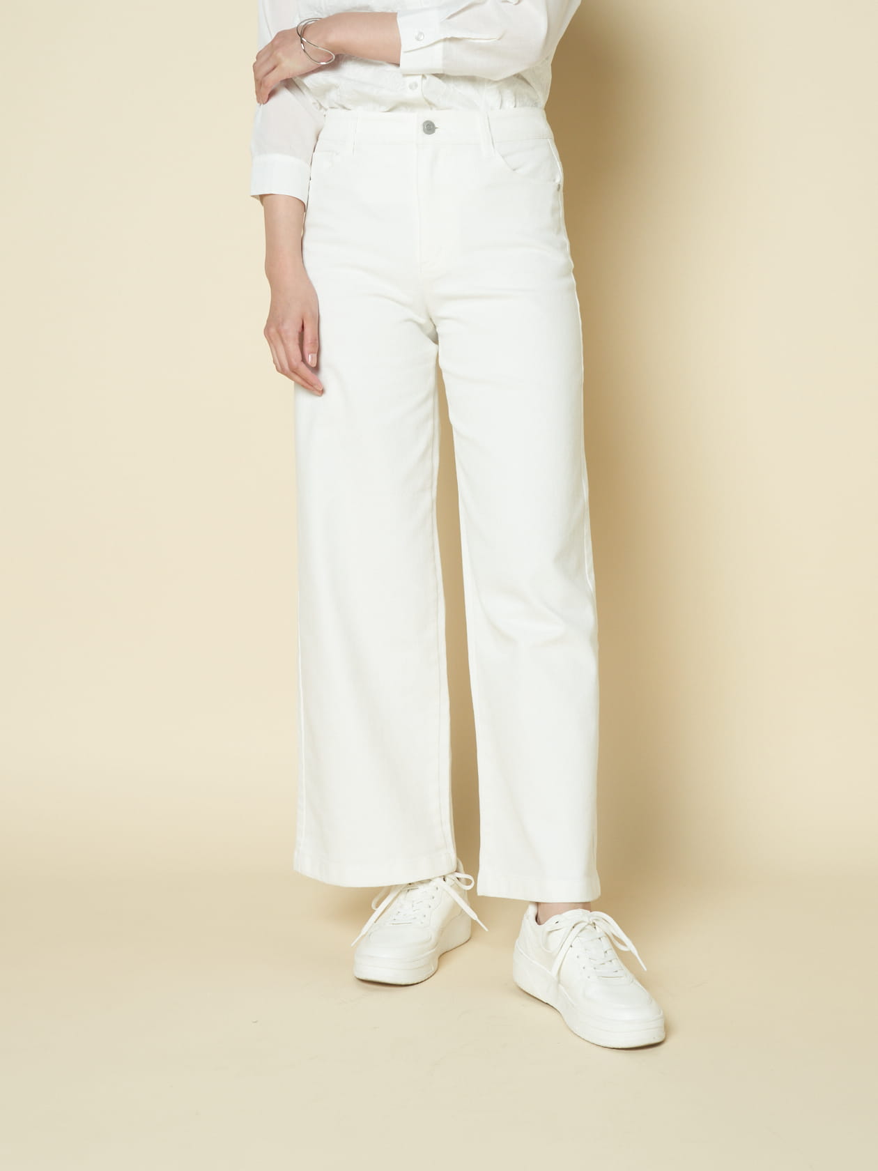 スペシャルプライス】ホワイトワイドデニムパンツ（6204432）｜women
