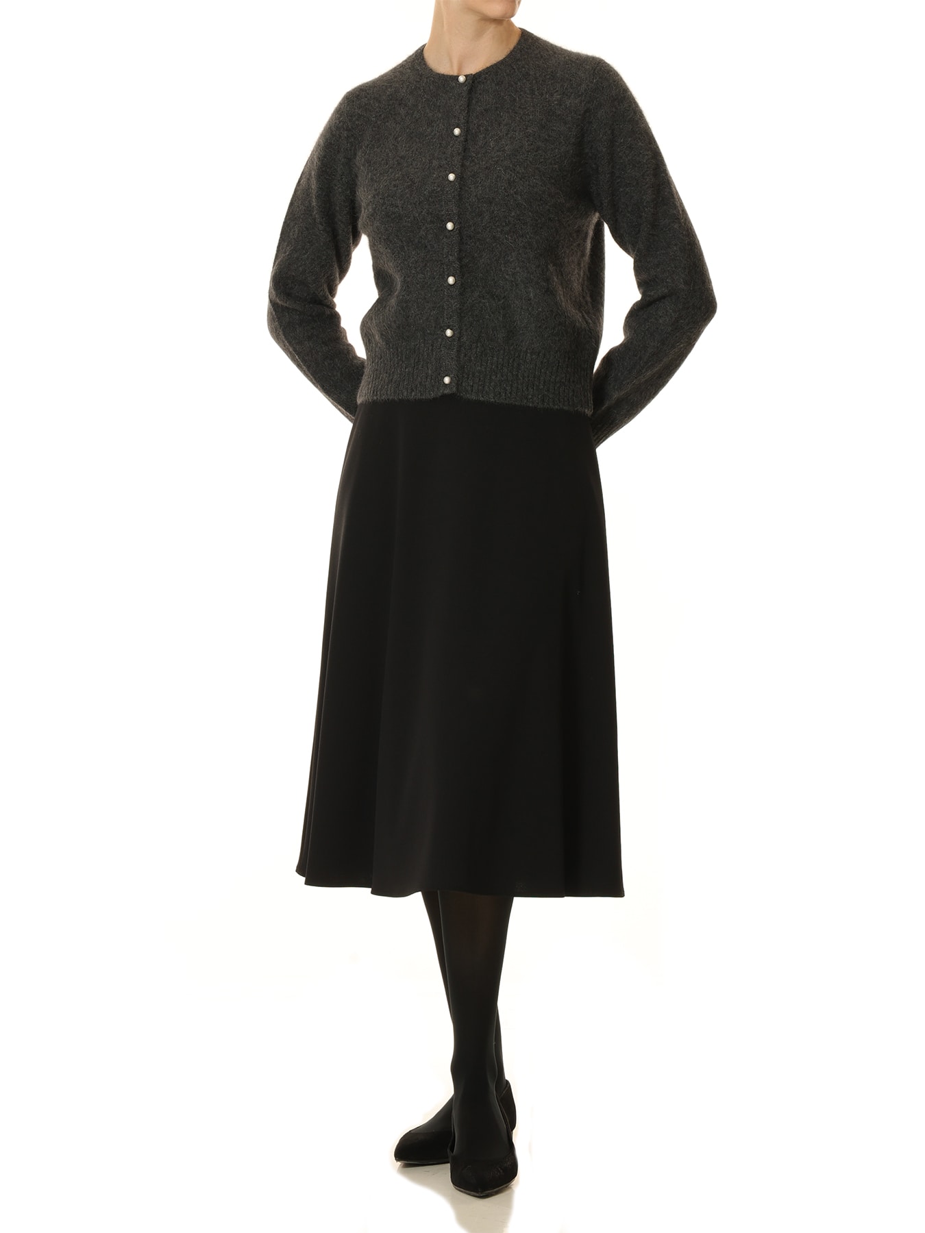 ニットジョーゼットウエストゴムフレアスカート: M-premierBLACK公式