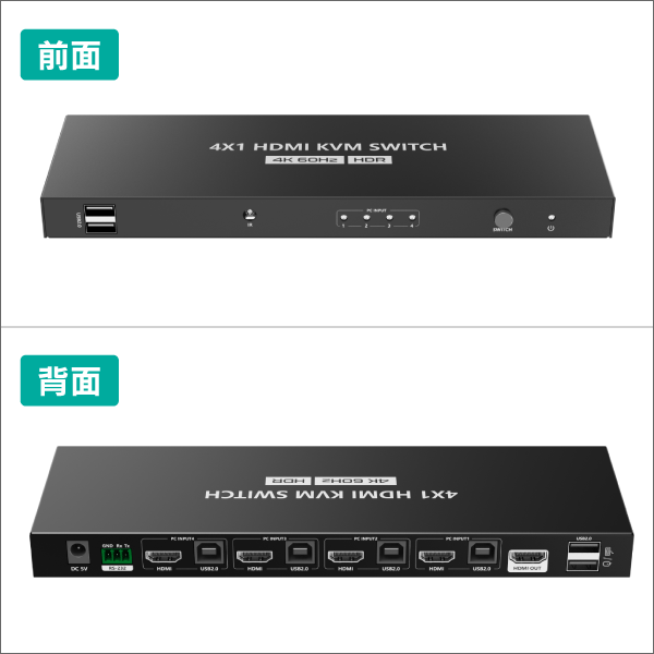 4K60Hz HDR対応＞HDMI KVM切替器 4入力1出力: |e431（いいしざい