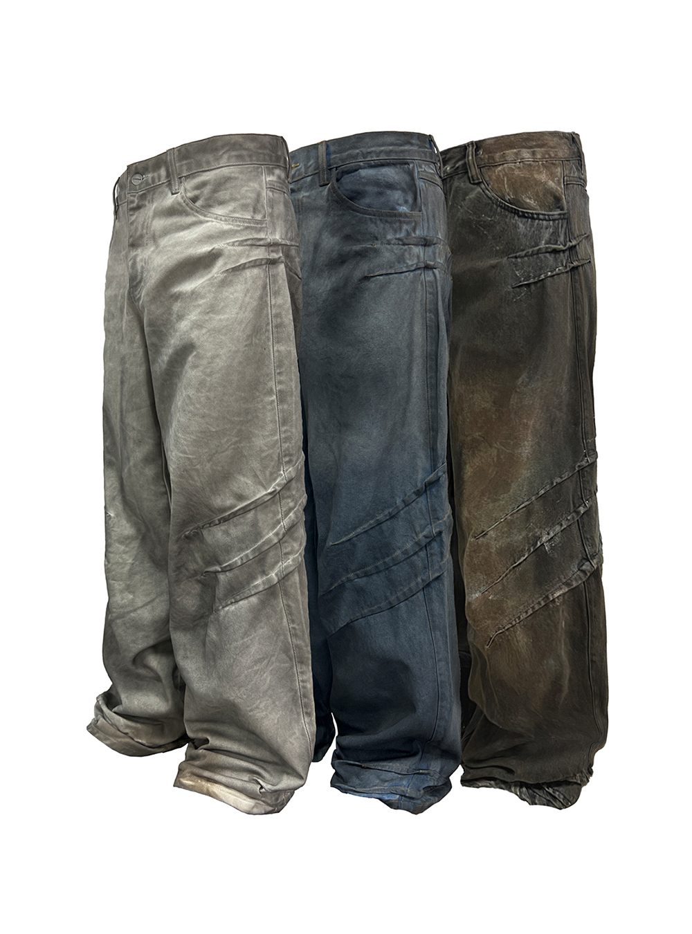 JCAESAR] Dirty Wash Scratched Jeans | BCAESAR