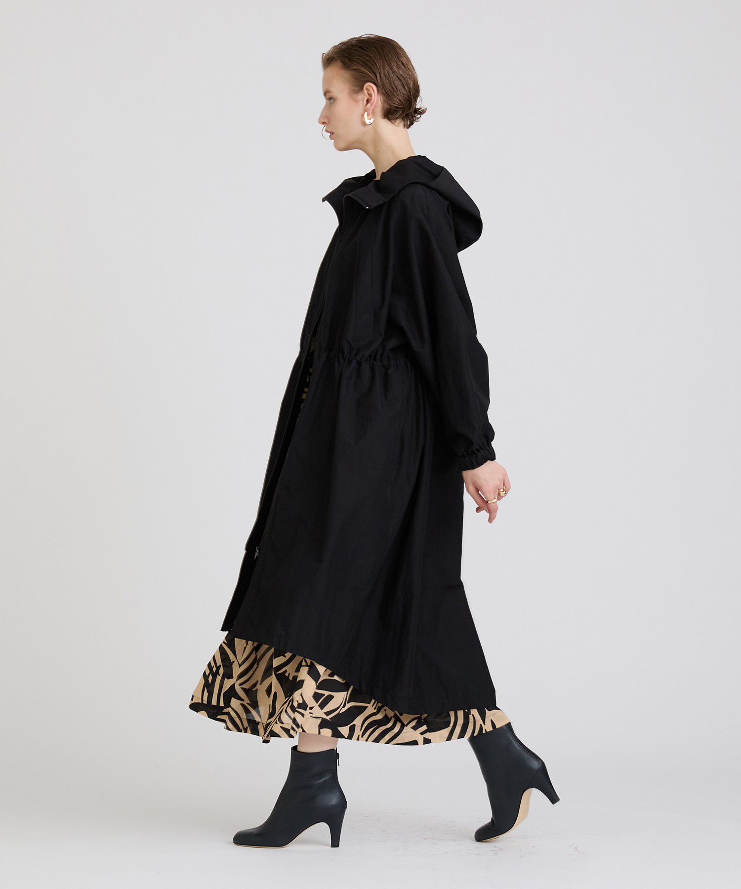 コットンナイロンブレンドフーデッドコート ｜ハウス オブ ロータス