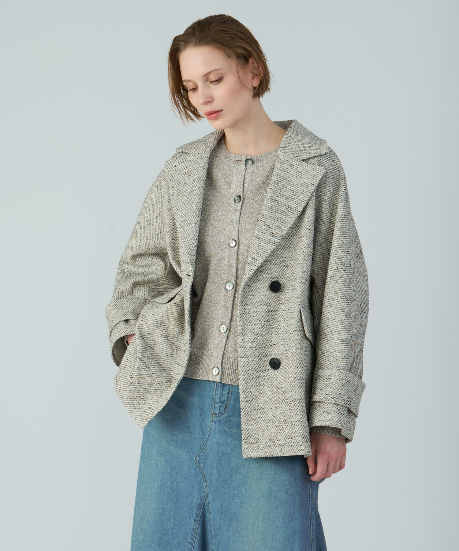 ミックスツイードケープライクコート ｜ハウス オブ ロータス＜HOUSE