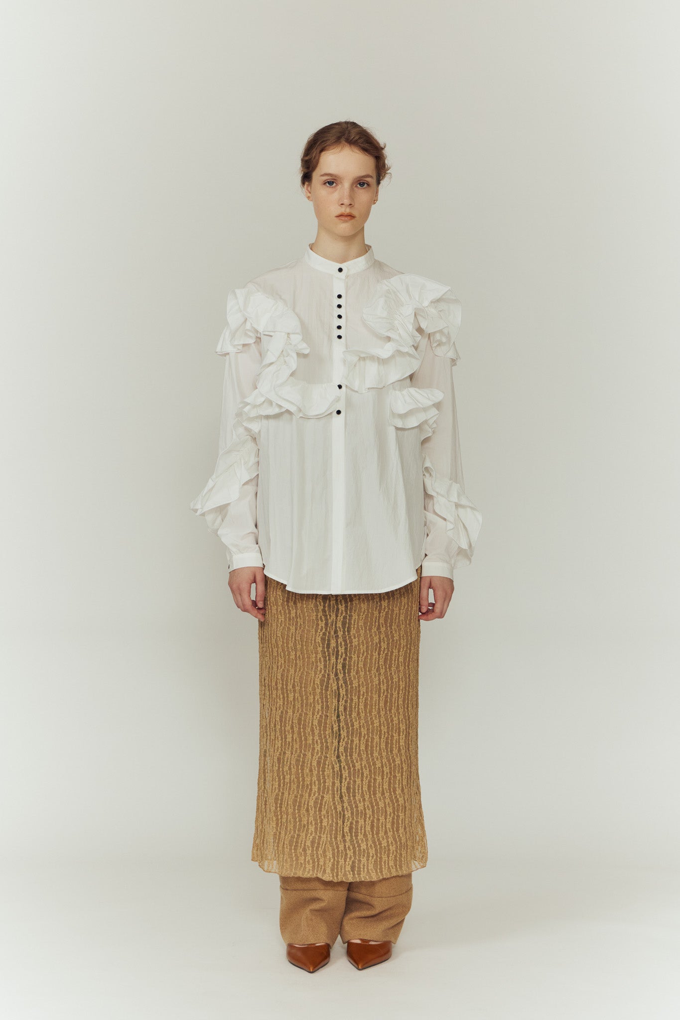 2*！様 eaphi Feeling Frills Blouse ベージュ FR FEELING FRILLS BLOUSE